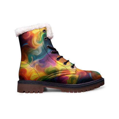 Rainbow Clouds Lace Up Winter Boots